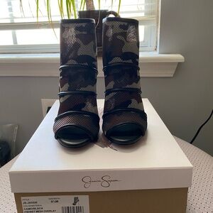 Jessica Simpson Camouflage Peep Toe Booties